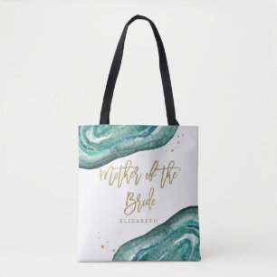 Watercolor Teal och Guld Geode   Mor i Bride Tygkasse