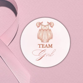 Watercolor Team Girl Gender Reveal-etikett Runt Klistermärke