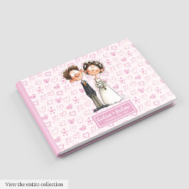 Watercolor Tecknad Newlyweds Guest bok Album
