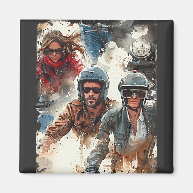 Watercolor teckning MotoBikers Magnet (Framsidan)