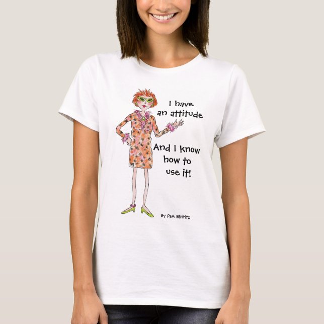 Watercolor teckning Woman med Attityd T Shirt (Framsida)