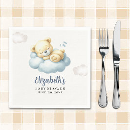 Watercolor Teddy Bear Baby Shower Boy  Pappersservett
