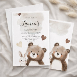 Watercolor Teddy Bear Baby Shower Invitation  Inbjudningar