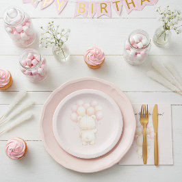 Watercolor Teddy Bear Balloons Baby Shower