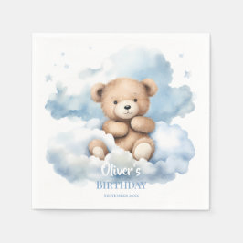 Watercolor Teddy Bear Clouds Pappersservett