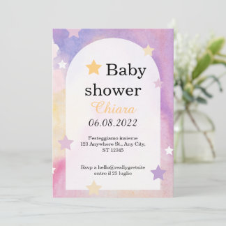 Watercolor Teddy Bear Hot Air Balloon Baby Shower Inbjudningar