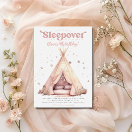 Watercolor Teepee Tält Sleepover Födelsedagsfest Inbjudningar