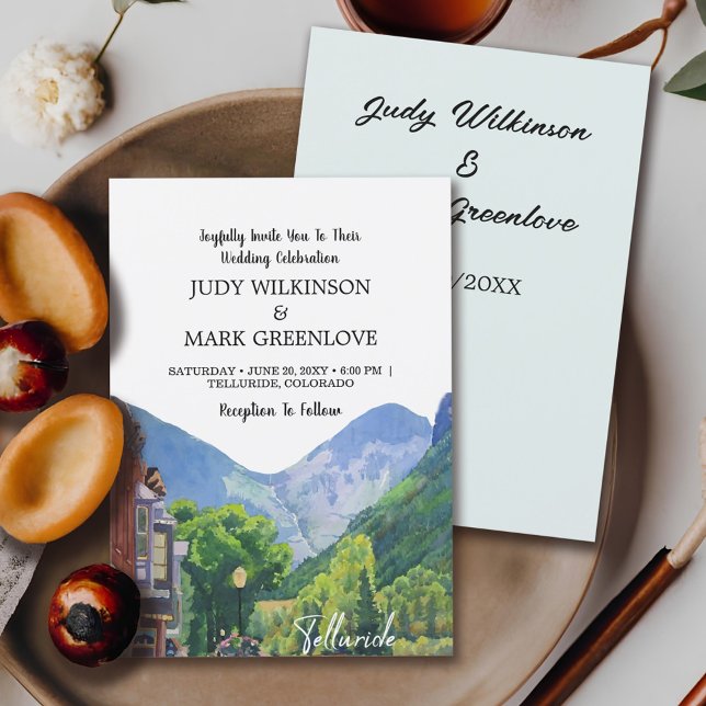 Watercolor Telluride Colorado Ski Mountain Julkort (Skapare uppladdad)