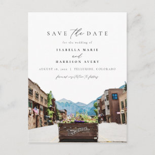 Watercolor Telluride Colorado Ski Mountain Skyline Vykort