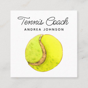 Watercolor Tennis Boll Lägg till Social Media Cute Fyrkantigt Visitkort