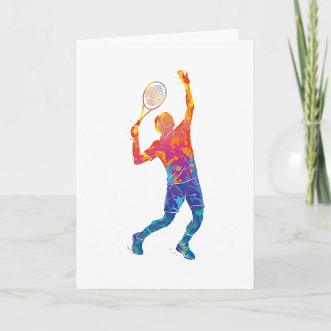 Watercolor Tennis Man Kort (Framsida)