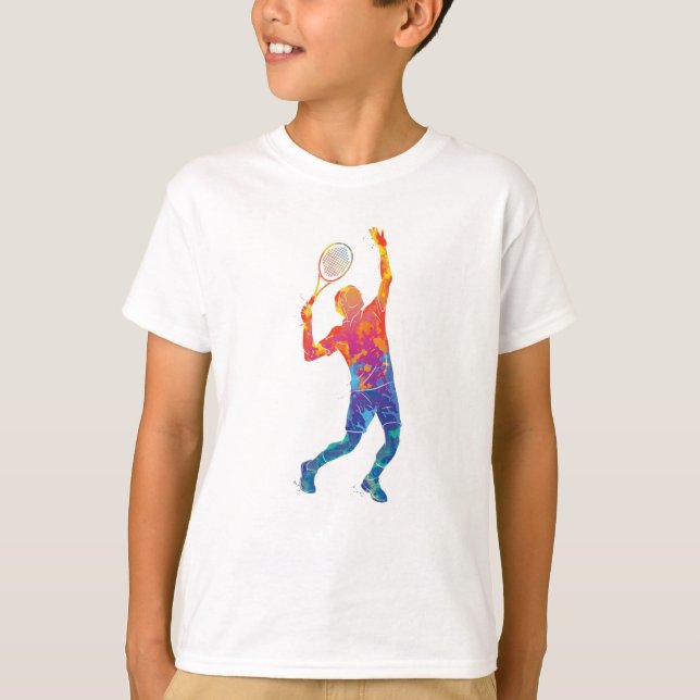 Watercolor Tennis Man T Shirt (Framsida)