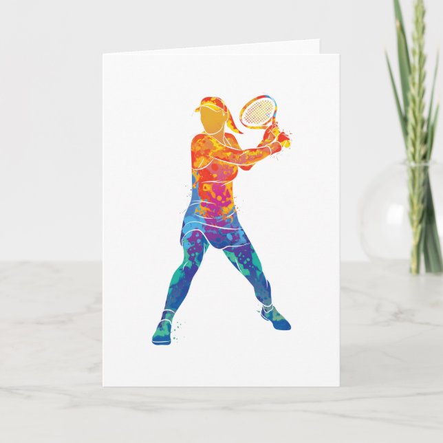 Watercolor Tennis Woman Kort (Framsida)