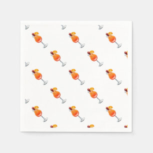 Watercolor Tequila Sunrise Cocktail Pappersservett