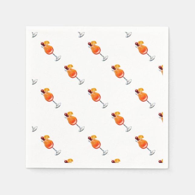 Watercolor Tequila Sunrise Cocktail Pappersservett (Framsidan)