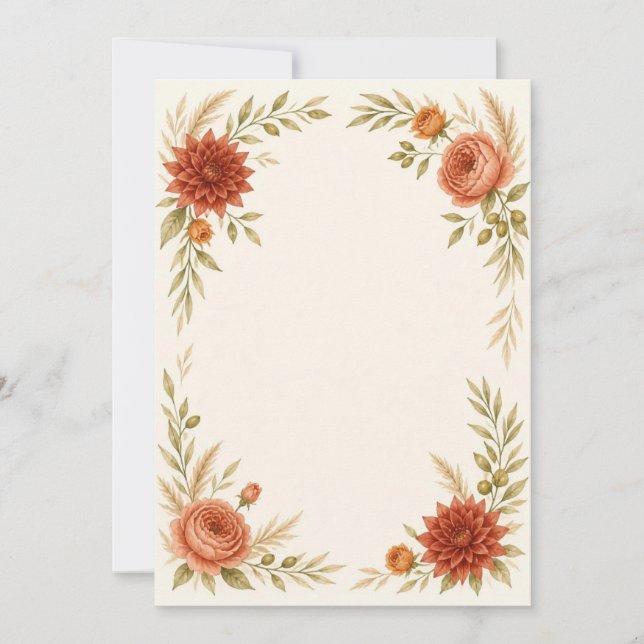 Watercolor Terracotta Wedding Invitation Inbjudningar (Framsida)