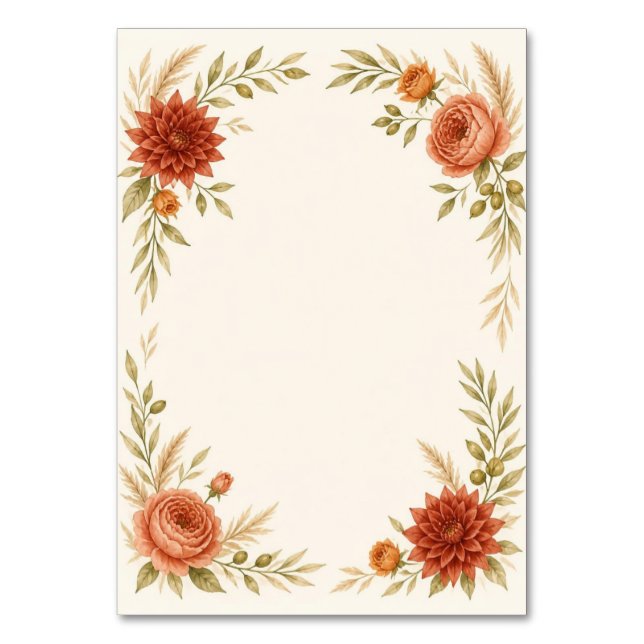 Watercolor Terracotta Wedding Table Number Bordsnummer (Framsidan)