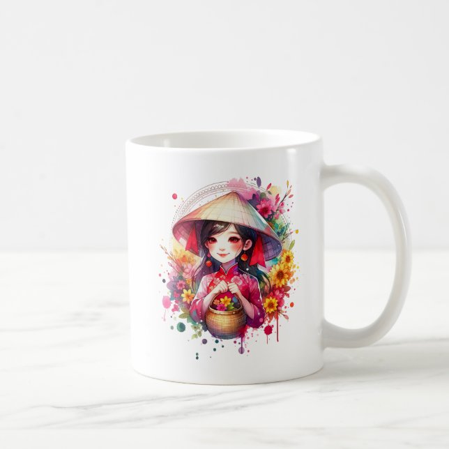 Watercolor Tet Girl Kaffemugg (Höger)