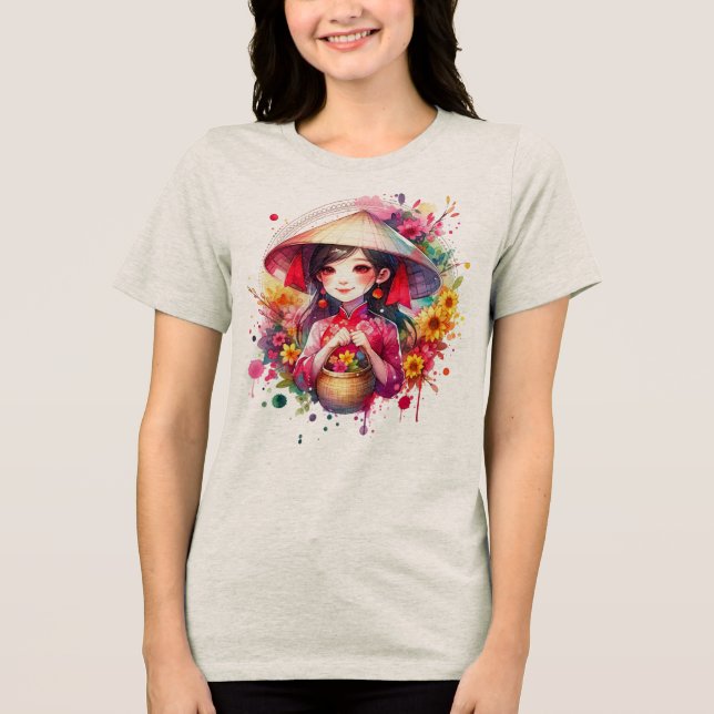 Watercolor Tet Girl T Shirt (Framsida)