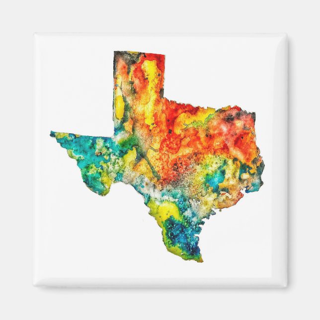 Watercolor Texas Anpassningsbar Magnet (Framsidan)