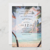 Watercolor Thailand Tropical Beach Wedding