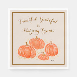 Watercolor Thankful Grateful for Mahjong Friends Pappersservett