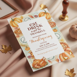Watercolor Thanksgiving Feast Invitation Inbjudningar
