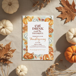 Watercolor Thanksgiving Feast Invitation Inbjudningar