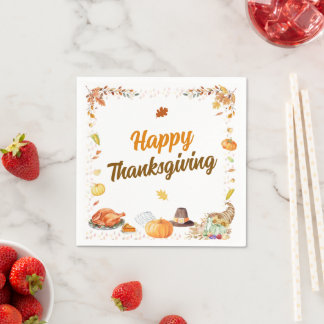 Watercolor Thanksgiving Pappersservett