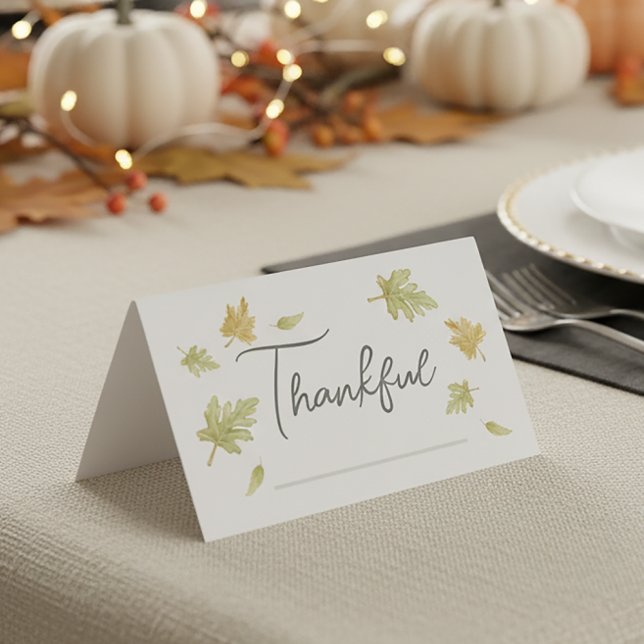 Watercolor Thanksgiving Place Card and Gratitude   Kort (Skapare uppladdad)