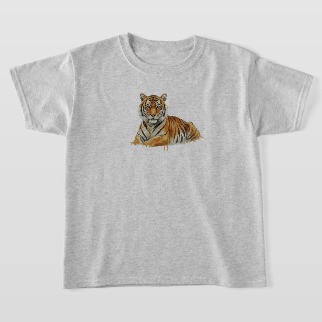Watercolor Tiger Illustration – Majestic Wildlife  T Shirt (Laydown)