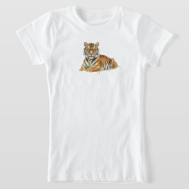 Watercolor Tiger Illustration – Majestic Wildlife  T Shirt (Laydown)