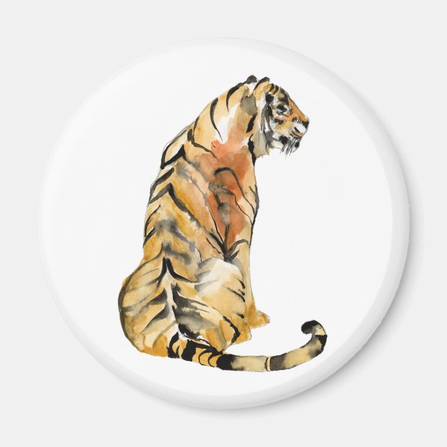 Watercolor Tiger Sitta Magnet (Framsidan)