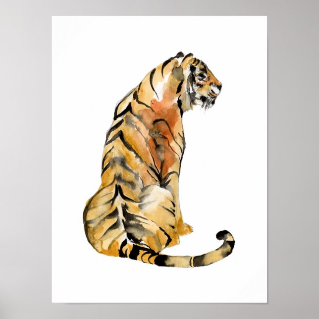 Watercolor Tiger Sitta Poster (Framsidan)