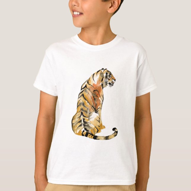Watercolor Tiger Sitta T Shirt (Framsida)