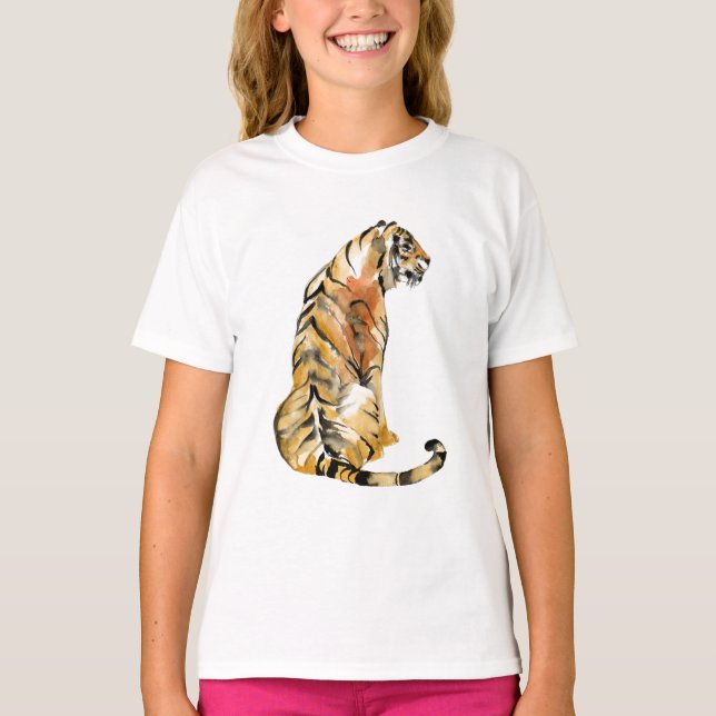 Watercolor Tiger Sitta T Shirt (Framsida)