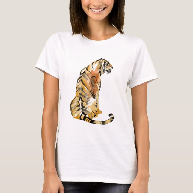 Watercolor Tiger Sitta T Shirt (Framsida)