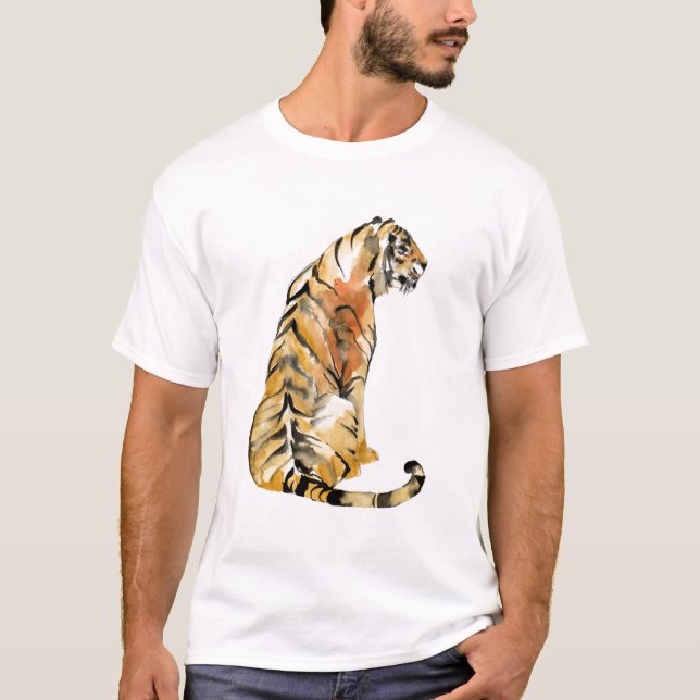 Watercolor Tiger Sitta T Shirt (Framsida)