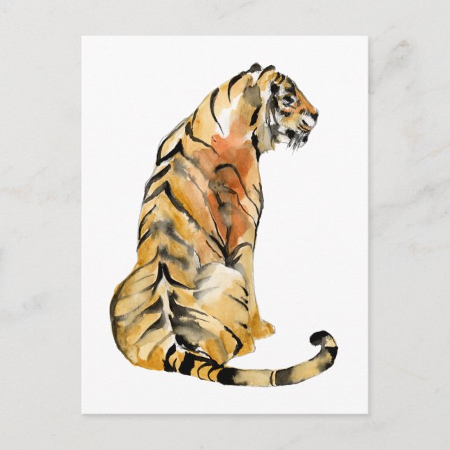 Watercolor Tiger Sitta Vykort (Framsida)