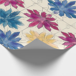 Watercolor Tile Flowers Wrapping Paper Presentpapper
