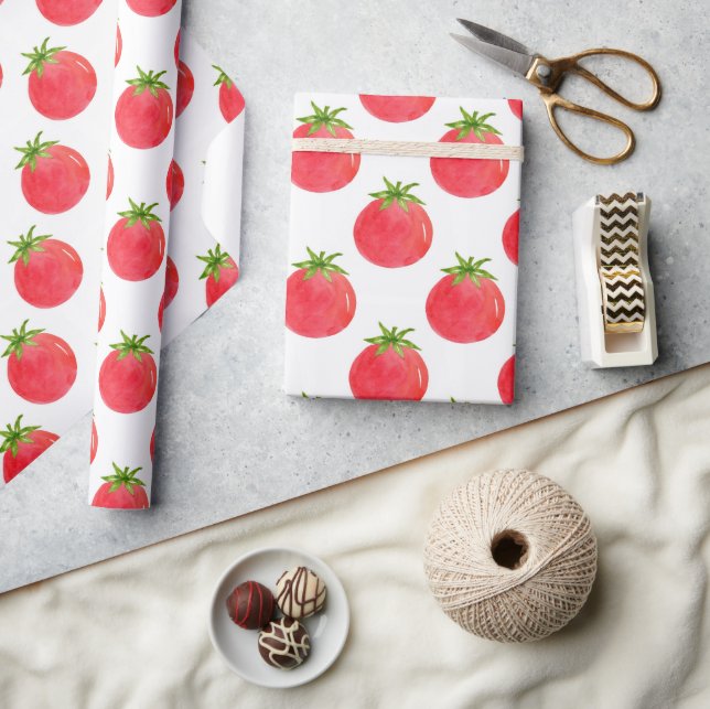 Watercolor Tomato Mönster Presentpapper (Hantverk)