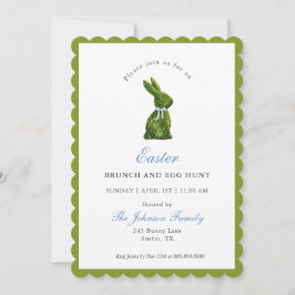 Watercolor Topiary Bunny Påsk Brunch Inbjudningar