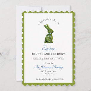 Watercolor Topiary Bunny Påsk Brunch Inbjudningar