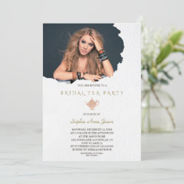 Watercolor Torn Papper Photo Möhippa Tea Party Inbjudningar