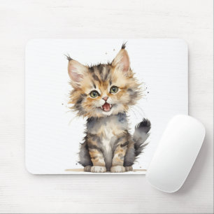 Watercolor Tortoise Snäcka Kitten Musmatta