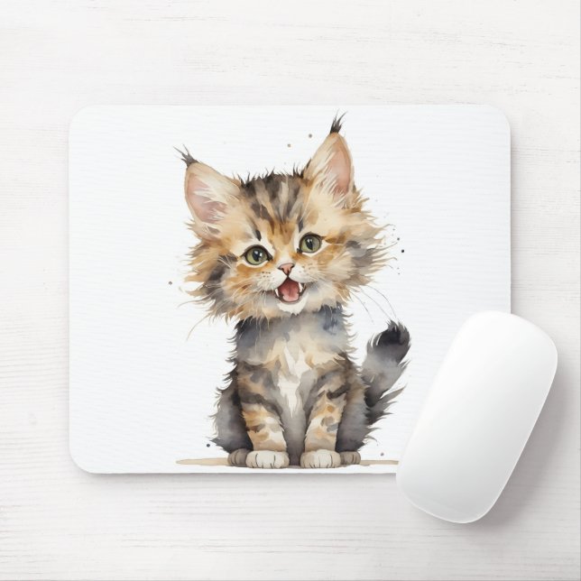 Watercolor Tortoise Snäcka Kitten Musmatta (Med mus)