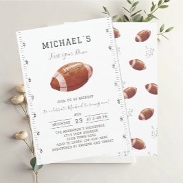 Watercolor touchdowns american football baby showe inbjudningar