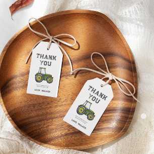Watercolor Tractor Boy Birthday Tack Favors Presentetikett