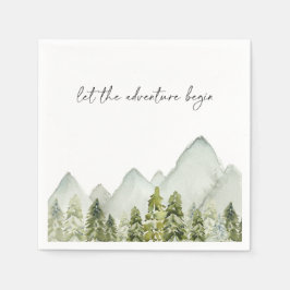 Watercolor Träd Pappra Tallrikar Pappersservett