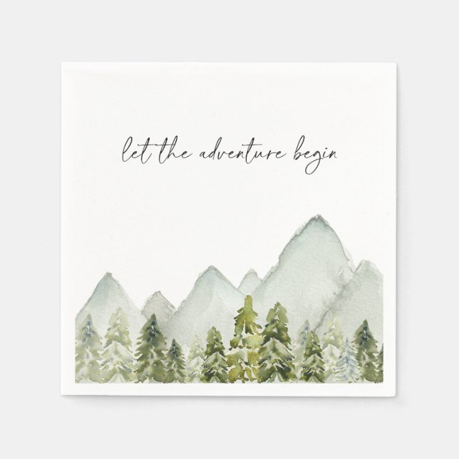 Watercolor Träd Pappra Tallrikar Pappersservett (Framsidan)